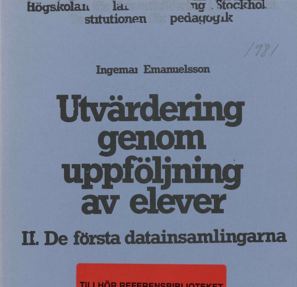 Hogskolan för lärarutbildning i Stockholm Institutionen för