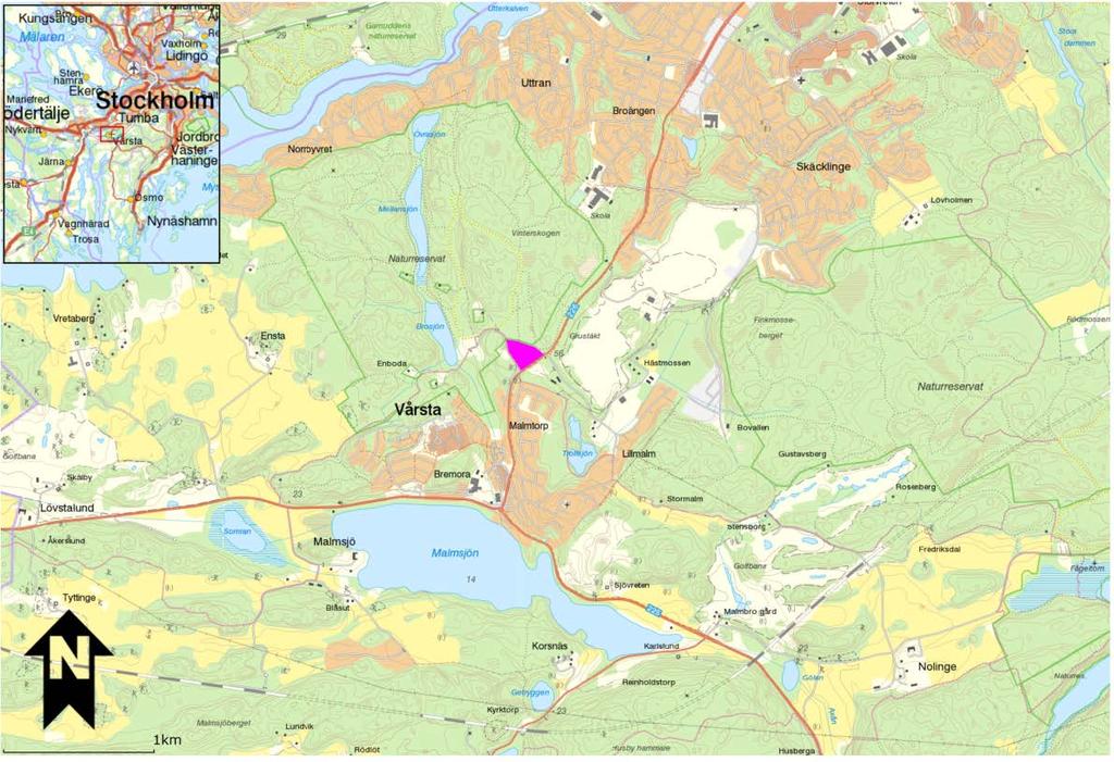 Inledning Uppdraget Uppdraget har inneburit att upprätta en naturvärdesinventering som underlag till detaljplan för äldreboende och förskola, inom fastigheten Ensta 1:65, norr om Vårsta i Botkyrka