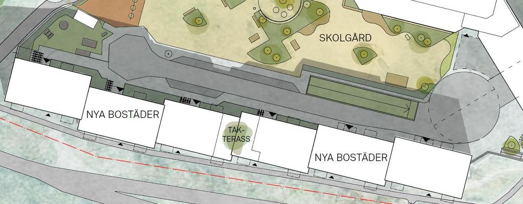 Sopinkast Sopinkast Sopinkast och dockning för sopsug Miljörum Uppställning sopbil Figur 5. Situationsplan över kvarter 1 vid Ulvasundavägen med 127 hyresrätter.