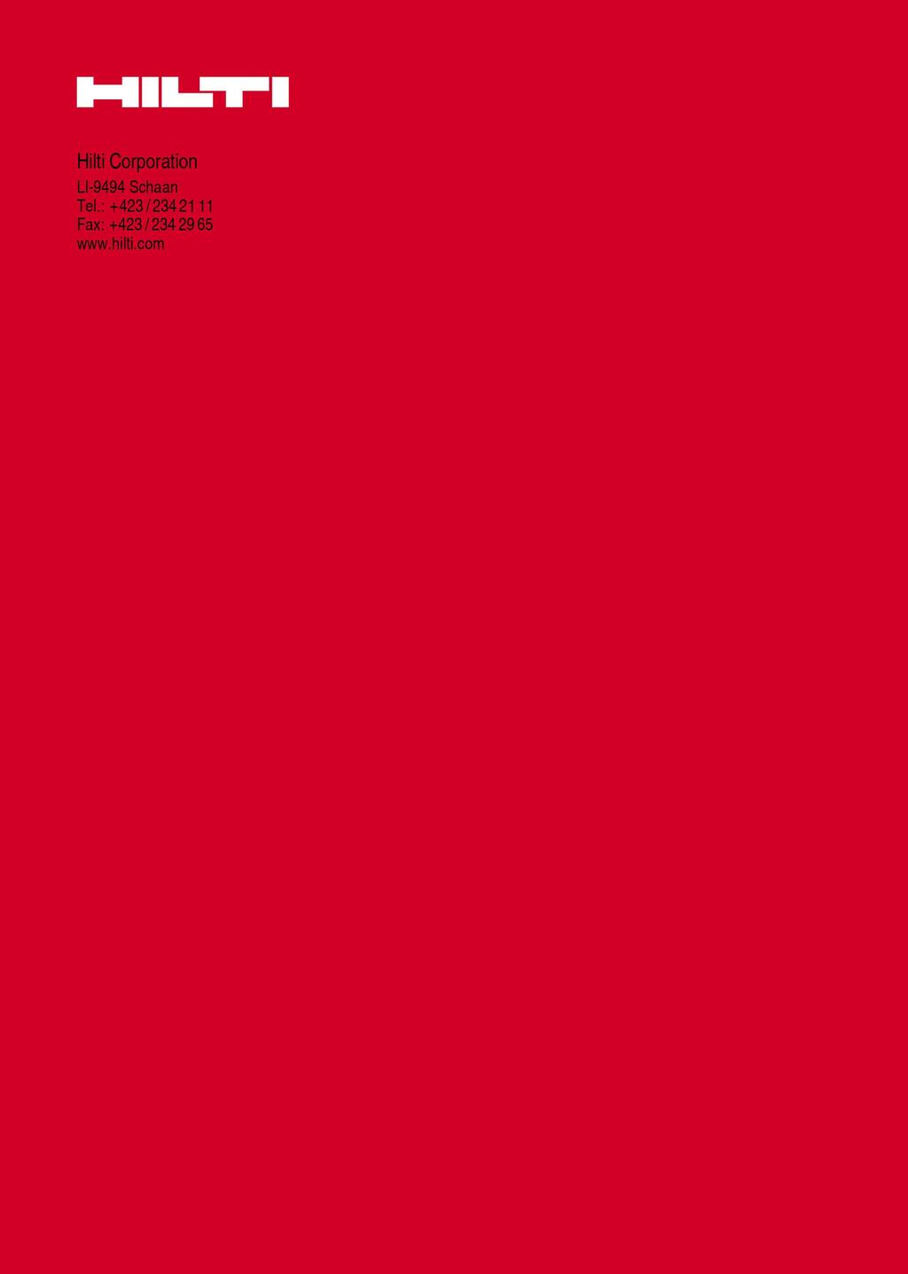 Hilti = registered trademark of Hilti Corp.
