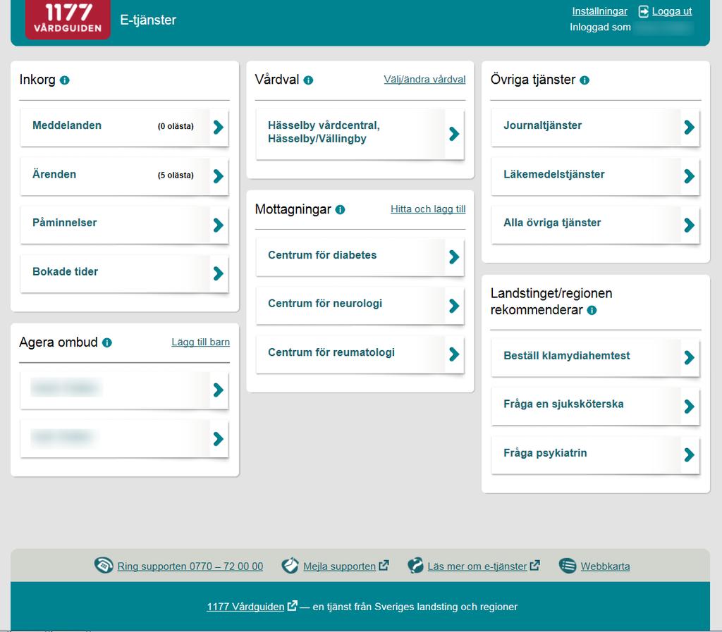 Landstinget/regionen rekommenderar Landstinget/regionen listar mottagningar och