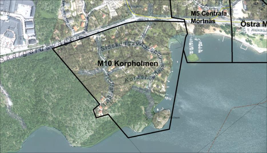 B. M10 Korpholmen Korpholmen är ett prioriterat förändringsområde/pfo-område med ett 50-tal fastigheter som är bebyggda med bostadshus och fritidshus.