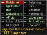 Val av poster på manöverpanelen Utför följande åtgärder för att välja vilka åtta poster som ska visas på manöverpanelen. 1. Tryck på [MENU] medan manöverpanelen visas.