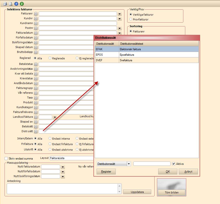 43161 ärende 64813 Faktura > Faktura lista Nu kan man
