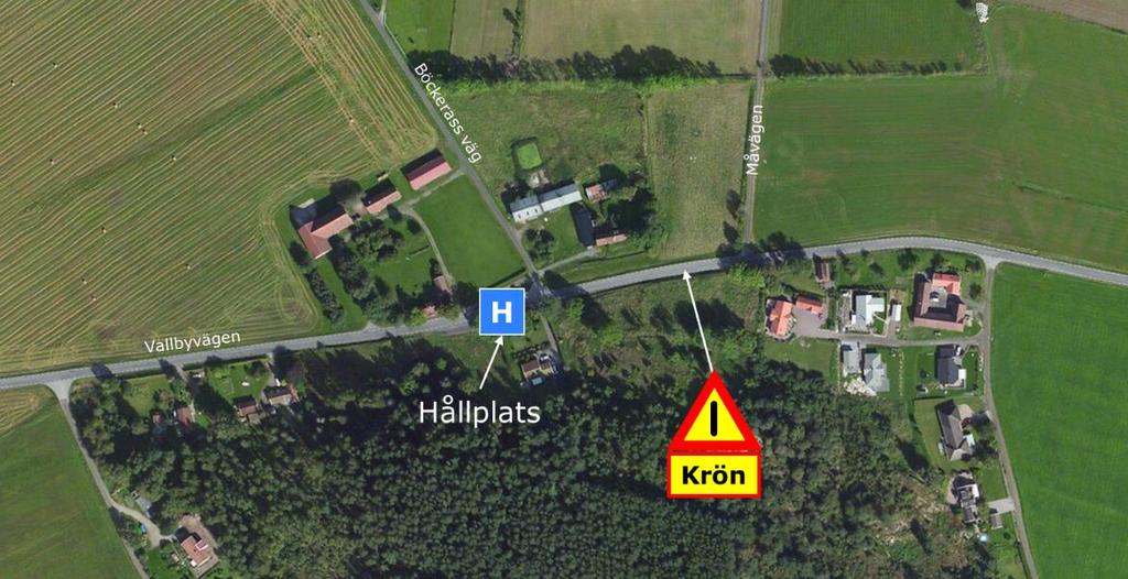 Figur 14. Vallbyvägens sträckning mellan Varbergsvägen och Gåsevadholmsvägen.