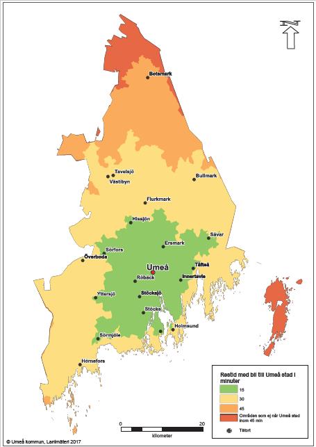 En tätortsnära landsbygd Umeå landsbygd är en tätortsnära landsbygd och som sådan kännetecknad av att ha en stor befolkning med god service och bred arbetsmarknad inom ett relativt kort