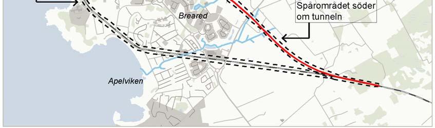 norr om bergtunneln som främst bidragit till föroreningar längs den planerade