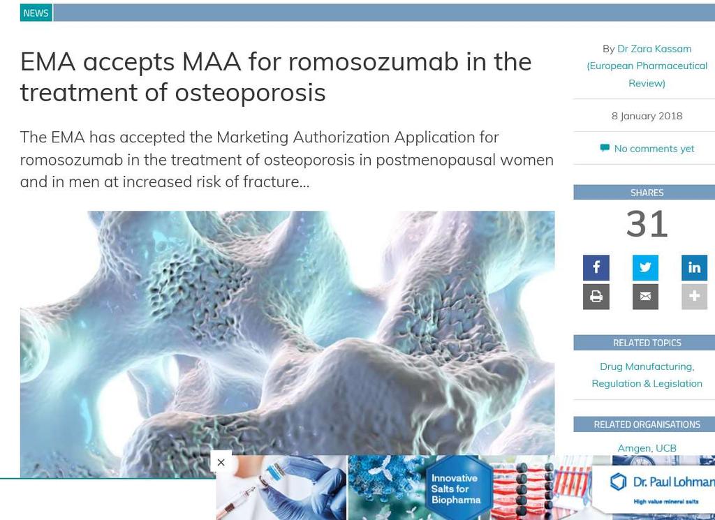 Romosozumab är en monoklonal antikropp som binder till