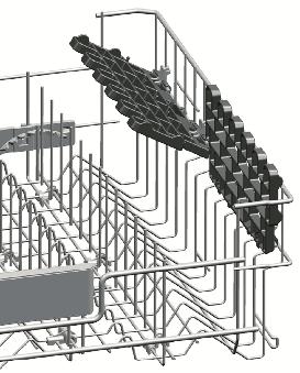 Stor flaskkorg (modellberoende) Den stora flaskkorgen gör det enklare att diska långa föremål med bred öppning.