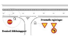 sträcka. Figur 18. Bild 6. Förslag på utformning av korsning med vänstersväng till/från anslutande väg. Figur 19. Bild 7.