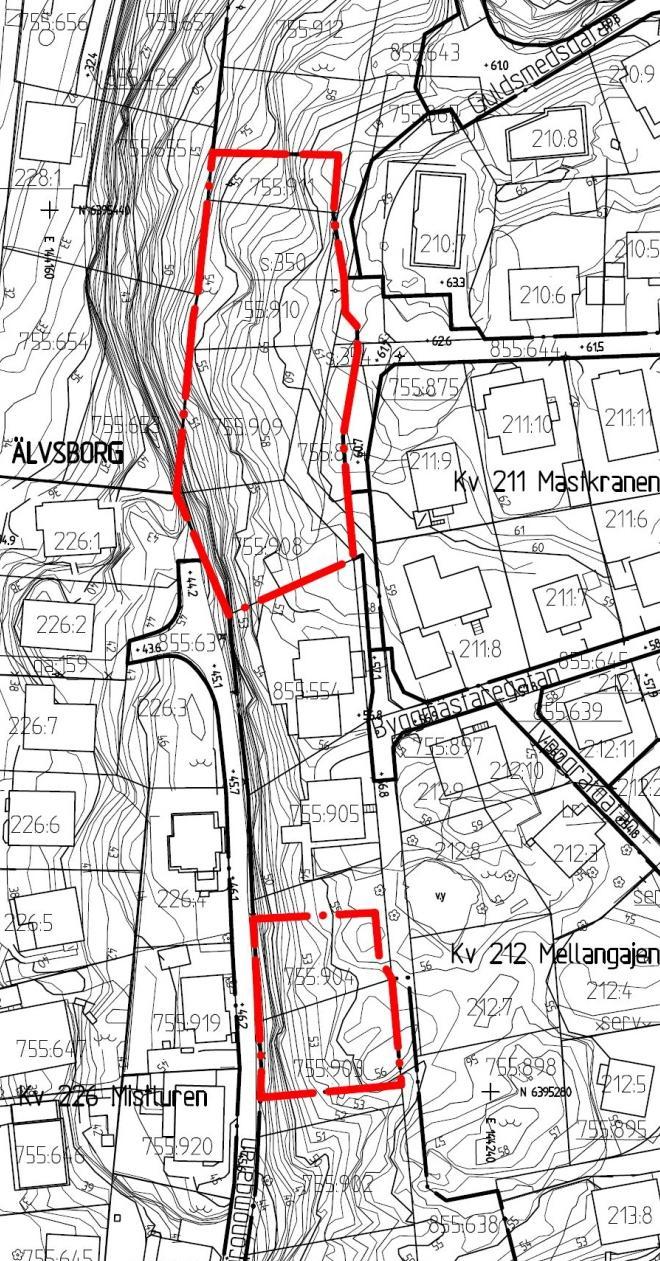 Planförhållanden Översiktsplanen för Göteborgs kommun anger Pågående användning, Bebyggelseområde med grön- och rekreationsytor; Bostäder, arbetsplatser, service, handel, mindre grönytor mm;