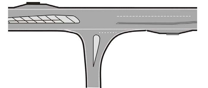 Bytespunkter Busshållplatser Figur 5.1-17 Principutformning av bussfickas anslutning till korsningskurva 5.1.3.