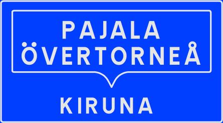Ledning styrning och reglering Vägmärken Figur 7.1-8 Väg där det högra körfältet svänger och fortsätter som egen väg (split) ska märkas ut med körfältsvägvisare.
