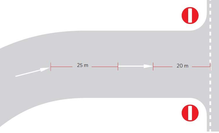 Ledning styrning och reglering Vägmarkering och vägkantsutmärkning 7.2.1.5.2 M19 körfältspilar I varje körfält ska minst 2 körfältspilar markeras.