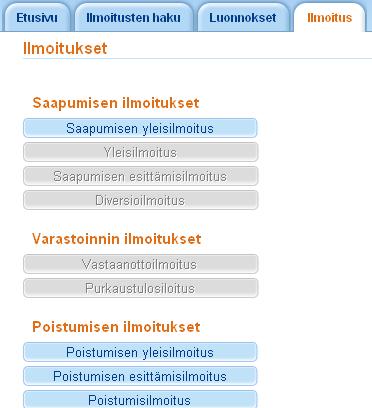 Deklarationstyper i Webb-AREX För varor som anländer i vägtrafik inlämnas varken summariska deklarationer eller anmälningar om uppvisande vid införsel.