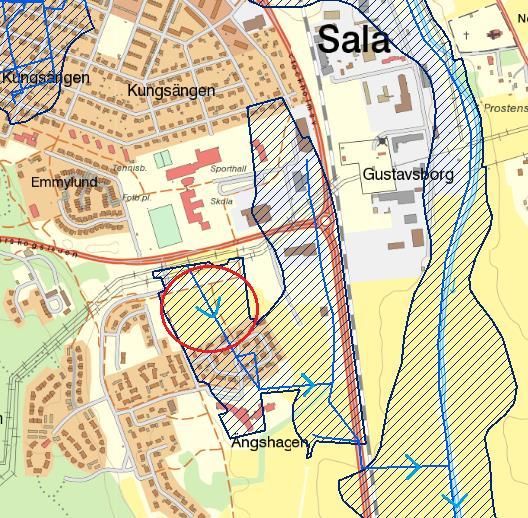 4.3.4 Befintliga ledningar och dagvattenanläggningar I Länsstyrelsens planeringsunderlag finns ett markavvattningsföretag (Figur 4) markerat genom området (se även avsnitt 4.4). Detta dike har tidigare avlett vatten från området.