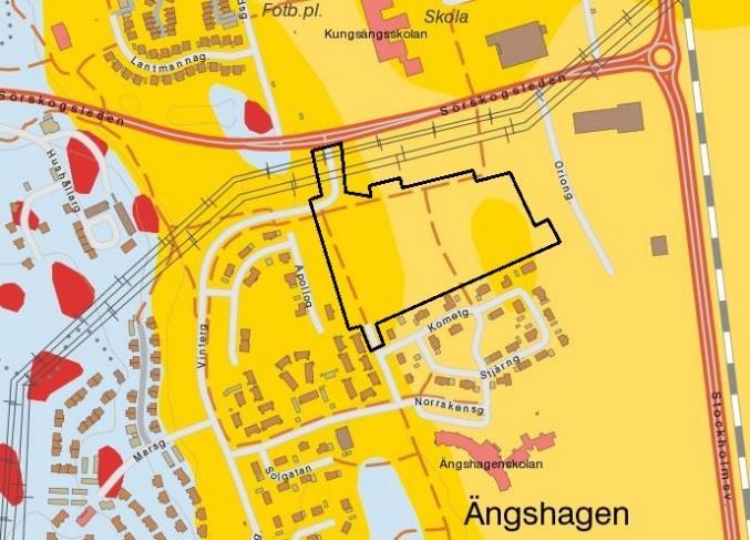 Området är i nuläget obebyggt, med undantag för två G/C-vägar, och består av åkermark. Planområdet är flackt med en lågpunktslinje i nord-sydlig riktning. Figur 1.