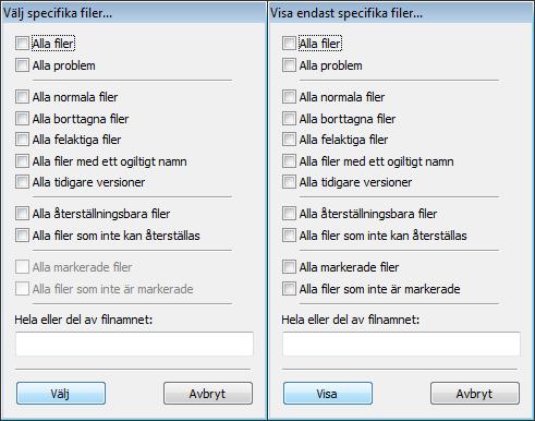 Fönstret Filer att återställa 4.