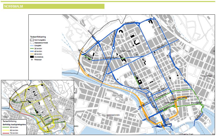 Sida 9 (16) Bild 4. Skärholmen, förslag nya hastighetsgränser. Bild 5. Norrmalm, förslag nya hastighetsgränser.