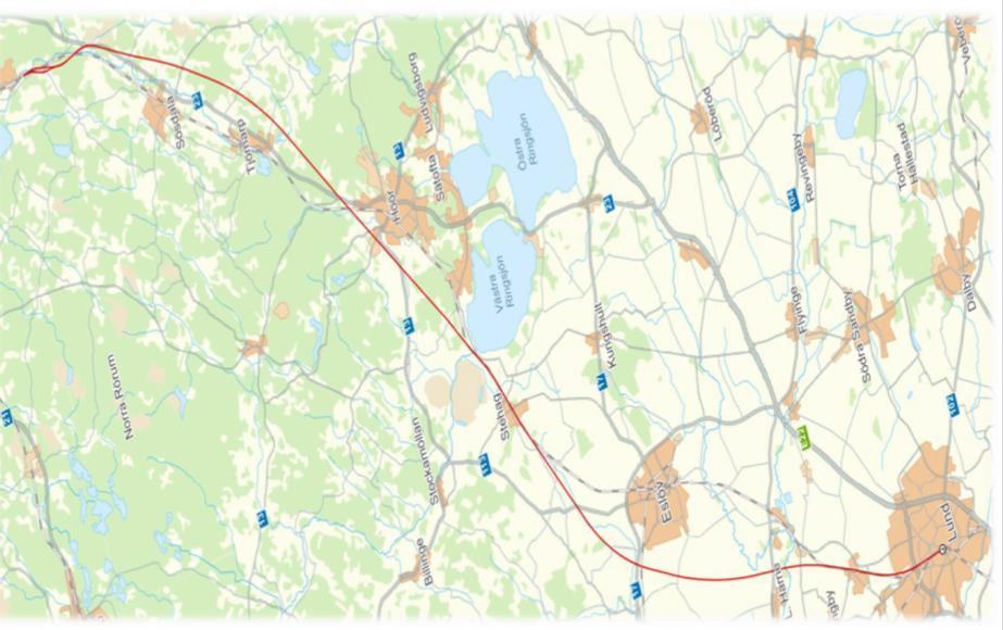 Hässleholm - Lund, höghastighetsbana alt 2, JSY1825 1. Beskrivning av åtgärden Nuläge och brister: Södra stambanan är mycket hårt belastad.