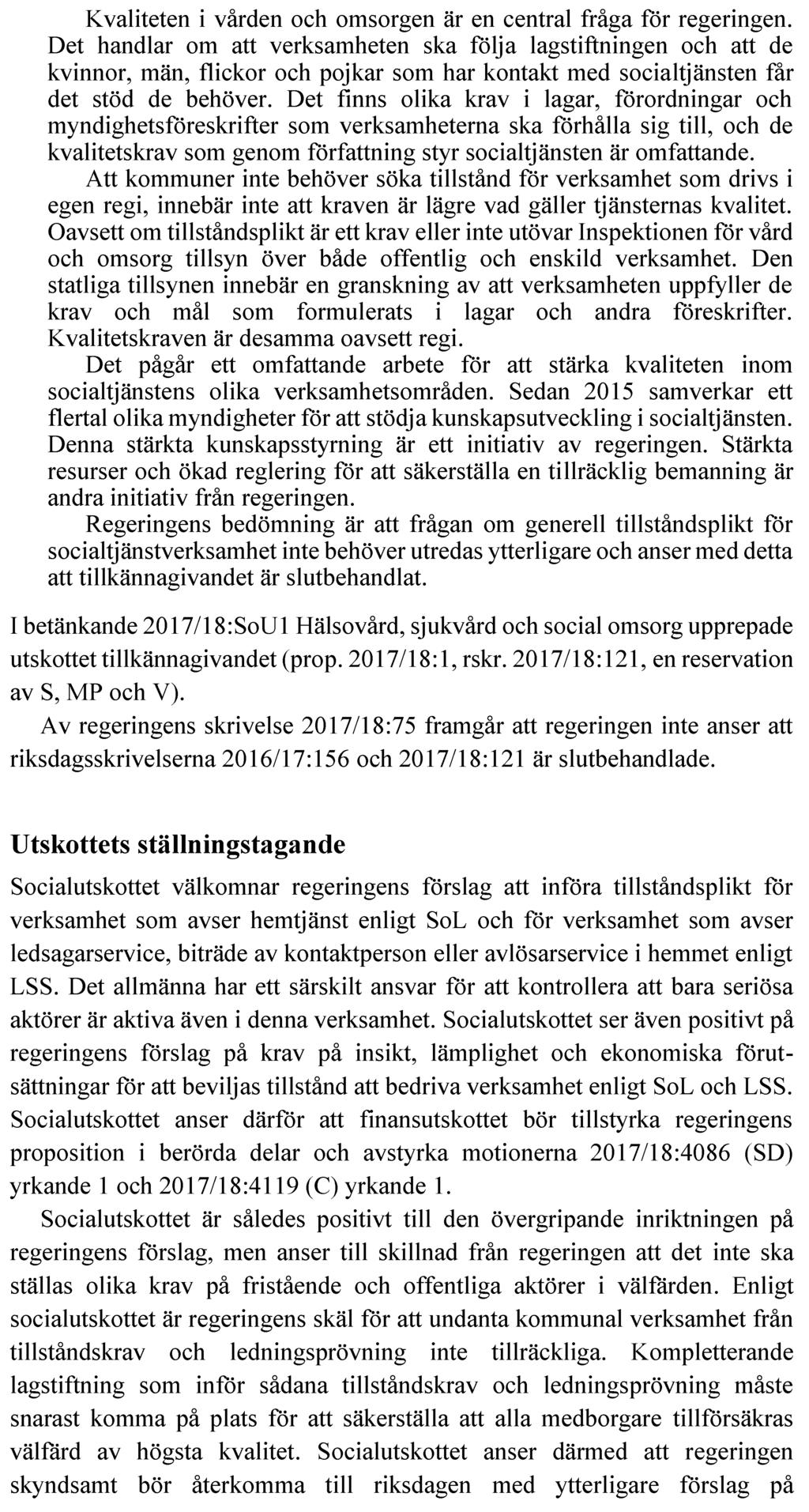 SOCIALUTSKOTTETS YTTRANDE