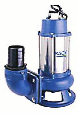 Pumpar Dränvatten BAV 1-faspump STORT FRITT GENOMLOPP För pumpning av förorenat vatten innehållande partiklar. För t. ex.