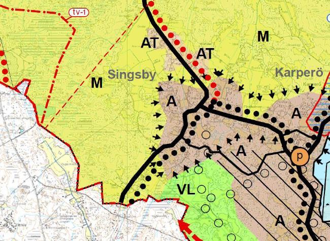 S i d a 20 Bild 15. Utdrag av strategiska generalplanen för Korsholms kommun.