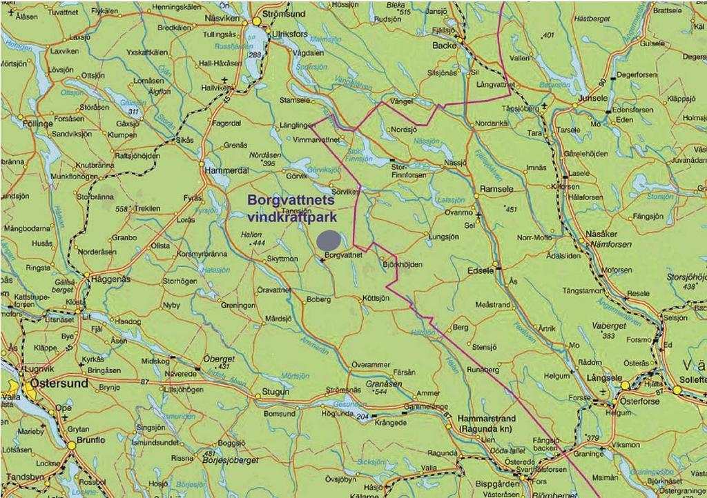 Hammerdal i nordväst, Ramsele i nordost, Hammarstrand i sydost, Stugun i söder och