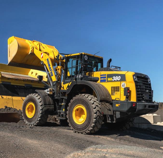 Kraftfull och miljövänlig Komatsu SmartLoader Logic WA380-8 är utrustad med Komatsus SmartLoader Logic, ett helautomatiskt system för motorstyrning.