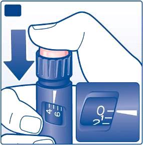 Var noga med att bara trycka på tryckknappen när du ska injicera. Genom att vrida dosväljaren injiceras inget insulin.