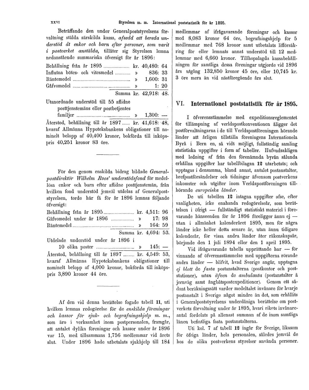 XXVI Styrelsen m. m. Internationel poststatistik för år 1895.