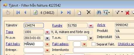 sedan välja att se fakturans tjänster eller