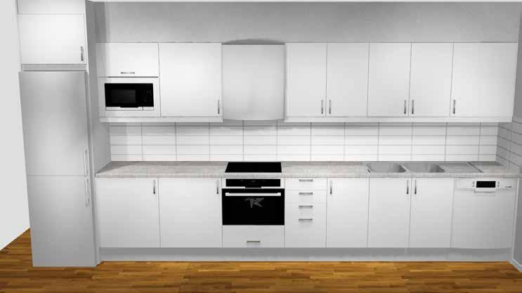 Köksinrede: 4-våningshusen 73,3m 2 Hus 4, 5 och 6 Lägenhet: 3 19 35 7 23 39 11 27 43 15 31 47 Handtag Solo rostfri 128mm (Liggande på lådor och stående på luckor.