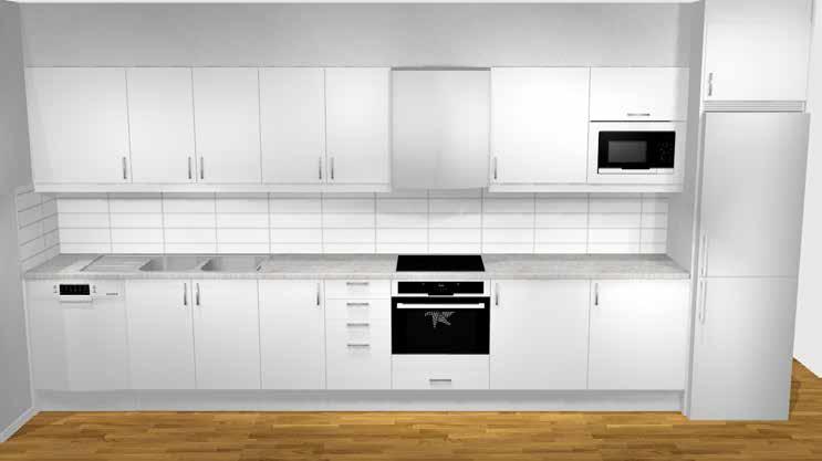 Köksinrede: 4-våningshusen 73,3m 2 Hus 4, 5 och 6 Lägenhet: 4 20 36 8 24 40 12 28 44 16 32 48 Handtag Solo rostfri 128mm (Liggande på lådor och stående på luckor.