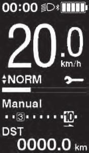 Växla skärmen för färddata (SC-E6100) 1. Typen av färddata som visas ändras varje gång du trycker på -A eller funktionsknappen på cykeldatorn.