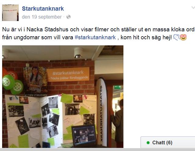 Besök i stadshuset på marknadsförs på Facebook 5 Drogförebyggande arbete på skolor Droginformatören har föreläst/informerat i genomsnitt 2-3 ggr/månad på skolor för lärare, föräldrar och elever.