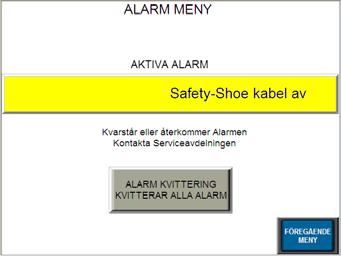 8. Larmhantering När ett larm aktiverats i bryggan hörs en ljudsignal och knappen Aktiva alarm blinkar i displayen.