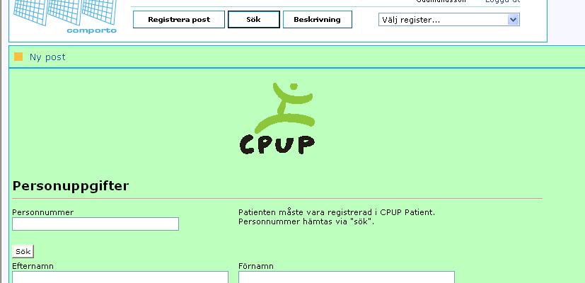 Om du upptäcker att hela rapporten blivit fel gör så här: Gå in i aktuellt Comportoregister, klicka på Sök (i det vita