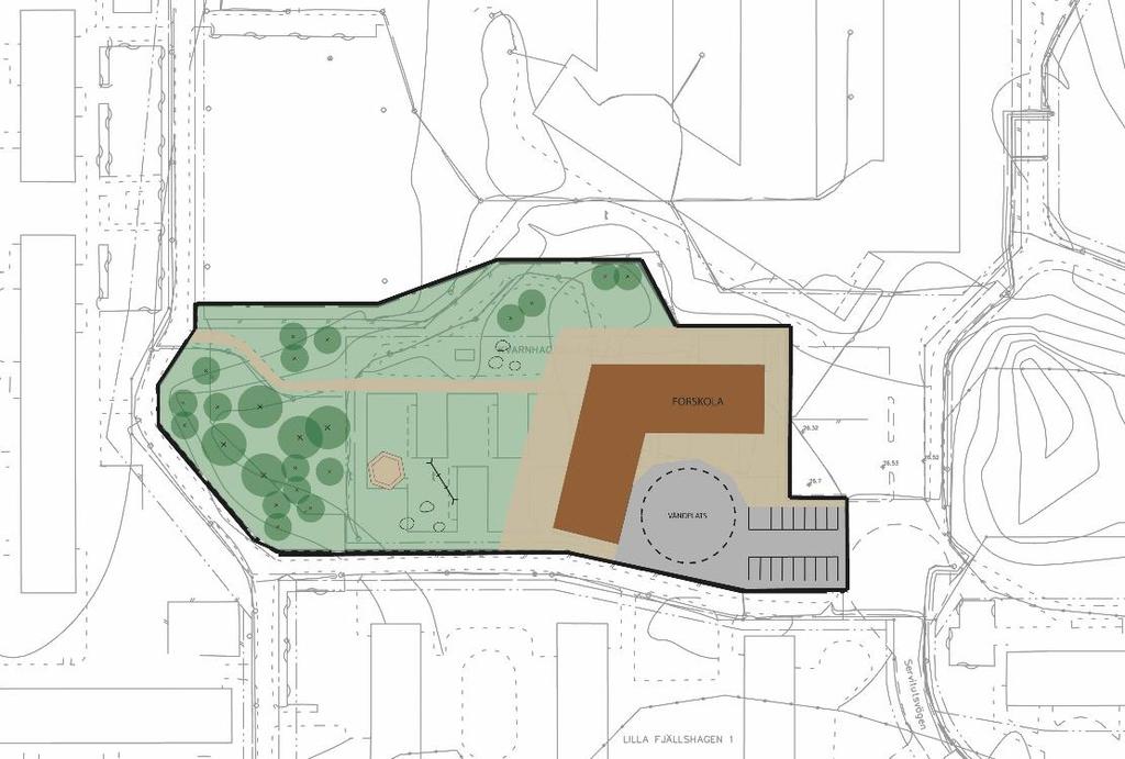 9 [22] Figur 1 Illustration över planområdet. För att undvika brandrisk föreslås att byggnaden uppförs i icke-brännbara material.