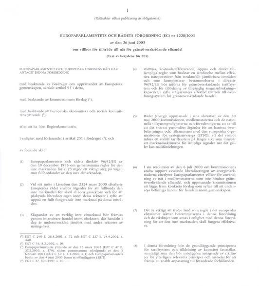 Bilaga 2 Europaparlamentets och rådets förordning (EG) nr 1228/2003 av den 26