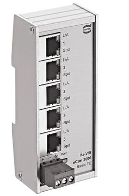 Ethernet HARTING Ha-VIS econ Ethernet switchar & kontakter Genom HARTING s två serier econ 2000 och econ 3000 har du möjlighet att välja switch efter utrymme i ditt skåp.