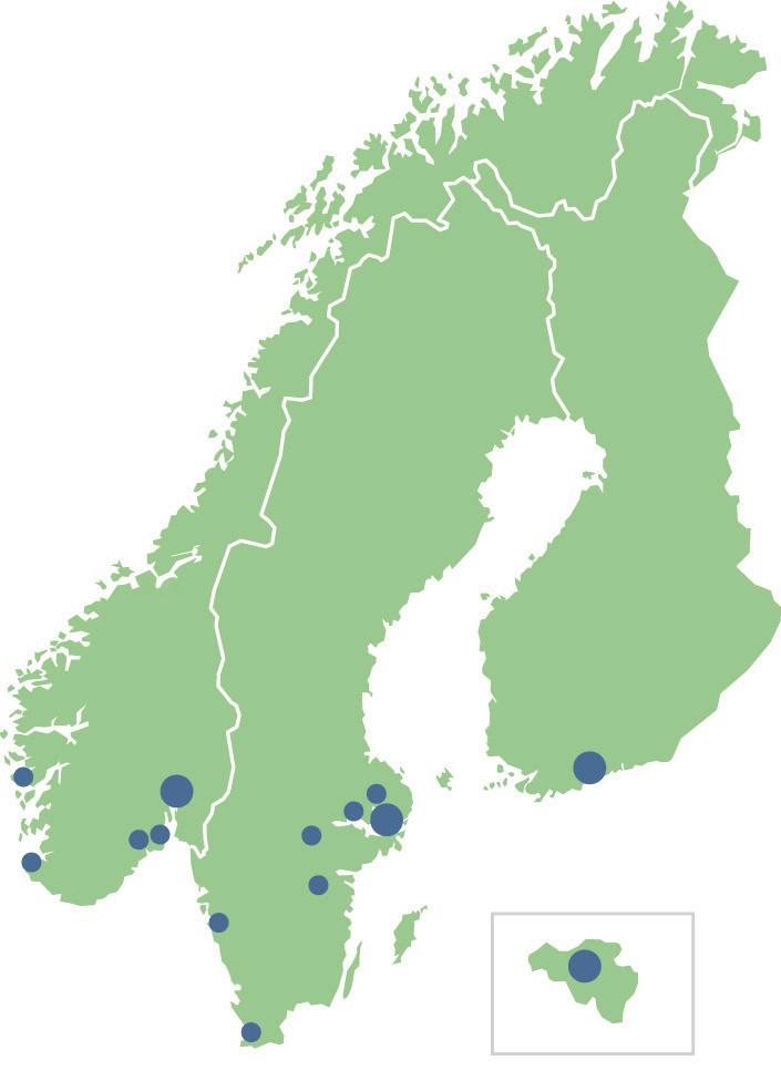 Koncernen Intäkter: 17,0 mdkr 1) Balansomslutning: 15,4 mdkr 1)