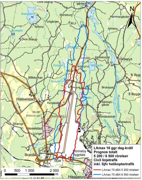 Värdena har i varje beräkningspunkt sorterats från det högsta värdet till det lägsta. Sedan har det värde som inträffar mer än 16 ggr under perioden dagkväll under en medeldag under året lagrats.