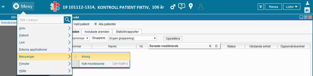 2018-11-25 2 6(14) Den patient du valt att lägga till i Min patientlista visas med en fylld ikon, i patientlisten när du söker fram patienten.
