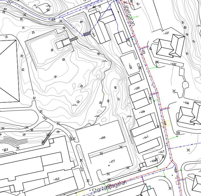 2.3.3 Områdets avvattning idag Ytvattnet inom planområdet leds idag via brunnar till kombinerad avloppsledning och vidare till reningsverket Ryaverket.