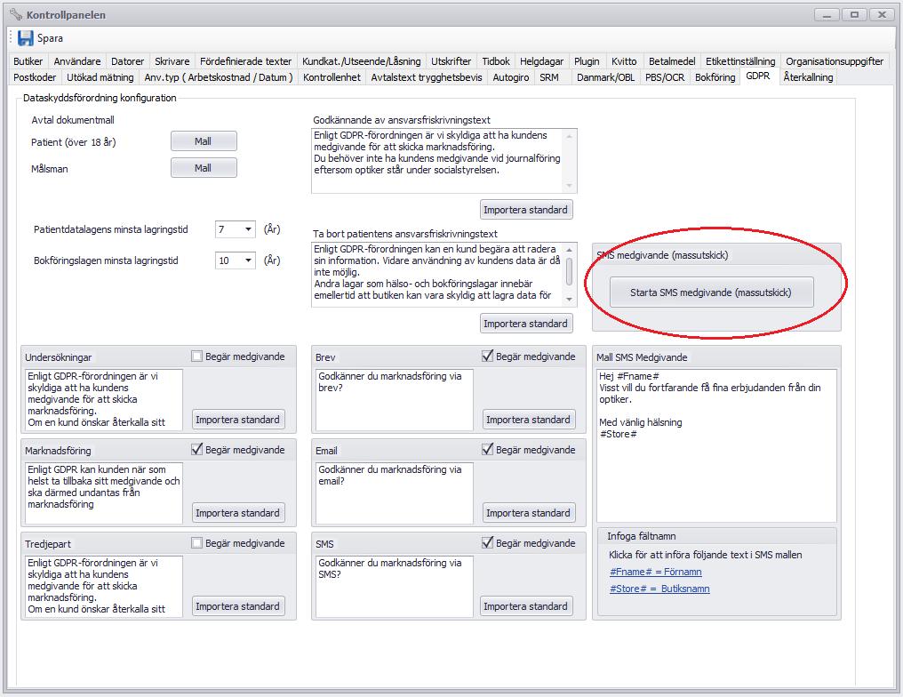 för reklam behöver butiken ett medgivande från kunden (GDPR).