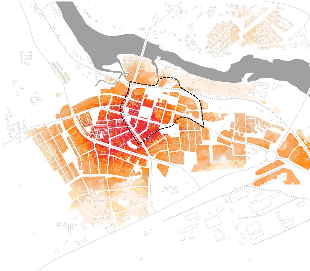 BEFOLKNINGSTÄTHET BEFOLKNINGEN ÄR KONCENTRERAD I STADSKÄRNAN Kartan beskriver tätheten i form av antal boende och