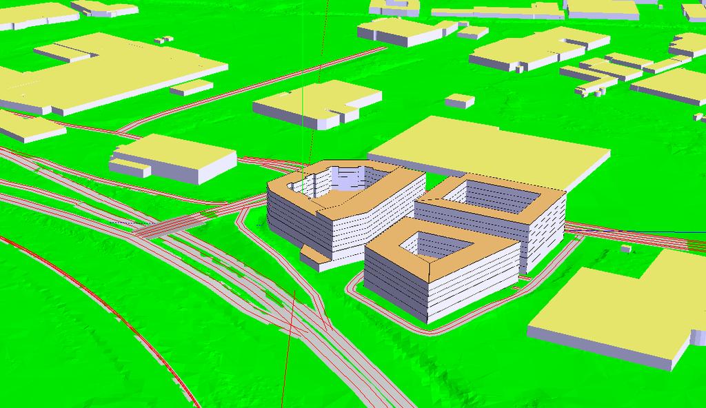 Uppdragsnr: 105 20 30 Version: 1 Handel m m vid Backavägen inom stadsdelen Backa i Göteborg Trafikbullerutredning Figur 2 Urklipp ur SoundPLAN, vy från nordöst Trafikmängder och andra