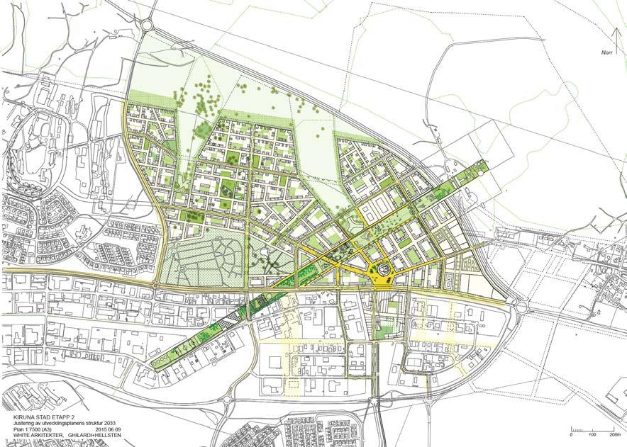 13 UTVECKLINGSPLAN En utvecklingsplan för Kirunas nya stadskärna antogs av kommunfullmäktige den 22 april 2014.