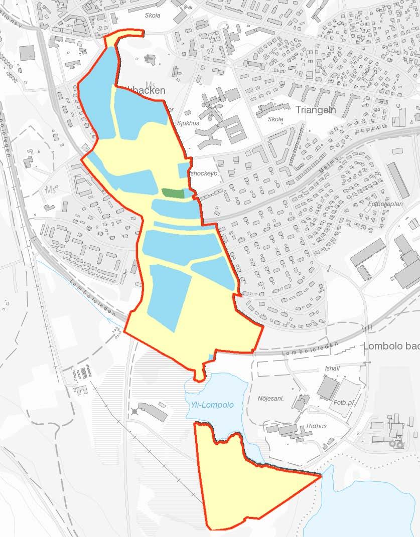 8 PLANDATA LÄGE, AREAL OCH MARKFÖRHÅLLANDEN Planområdet är beläget i Kiruna tätort, öster om gruvområdet, gruvstadspark 1 och gruvstadspark 2 etapp 1.